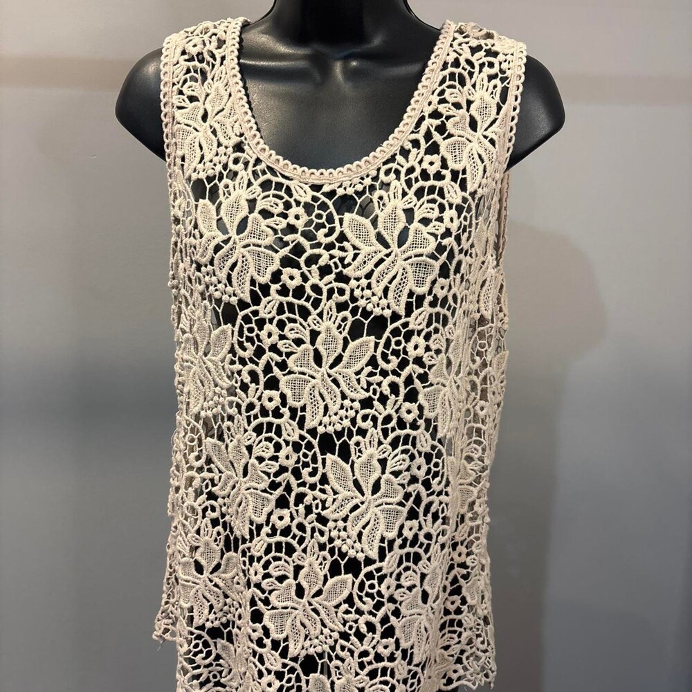 LOFT Women's Cream Crochet Tank Top